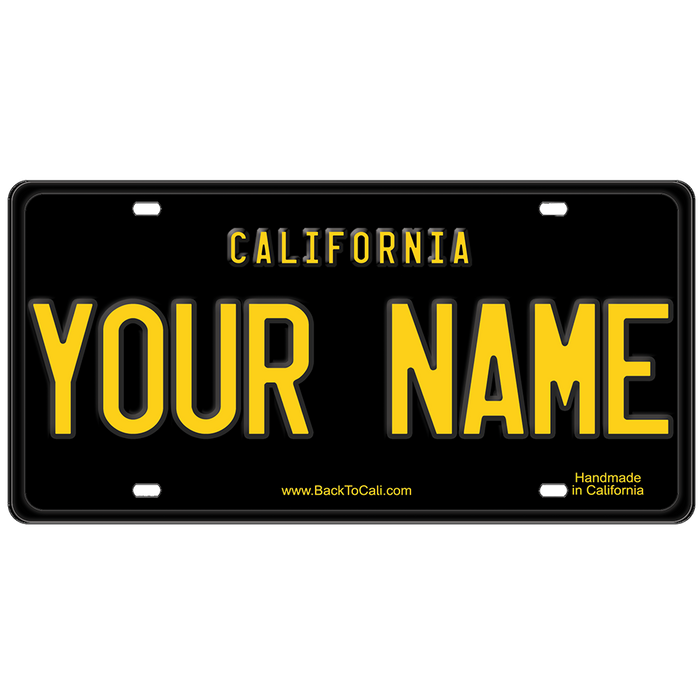 CUSTOM CAR-SIZE WOODEN LICENSE PLATE BLACK & YELLOW
