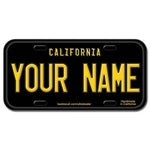 CUSTOM BIKE-SIZE WOODEN LICENSE PLATE BLACK AND YELLOW
